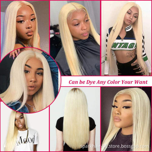 613 Closure Wigs For Black Women Human Hair Virgin Cuticle Aligned Hair blond Hd Lace Front Wig Straight 613 Full Lace Wigs
